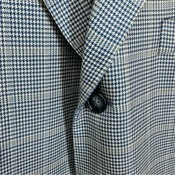 Corneliani Men's Size 56L Spencer Virgin Wool Silk Blue Micro Houndstooth Jacket - Picture 4 of 15